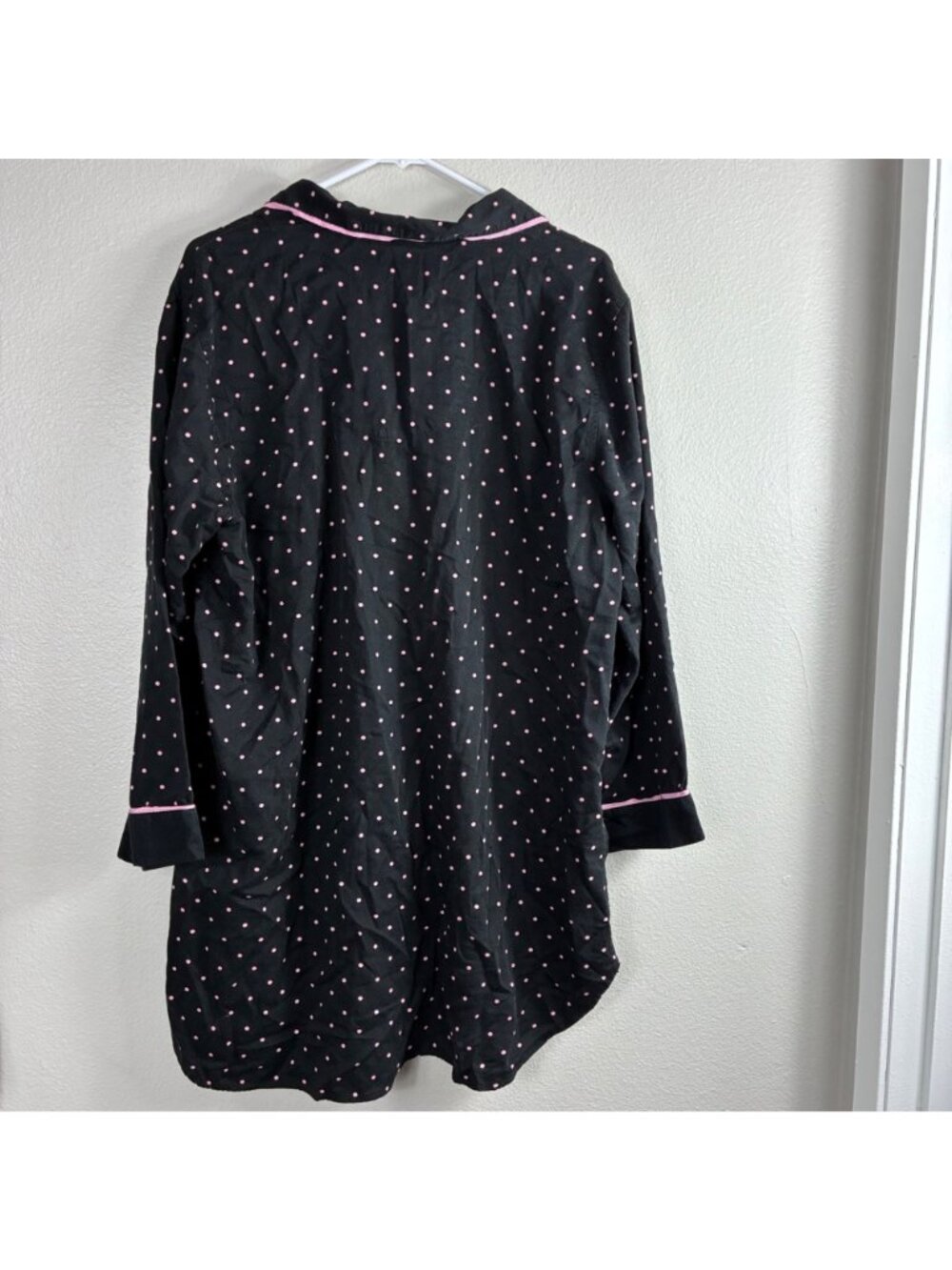 Lauren Ralph Lauren Polka Dot Black Pink Sleep Shirt Sz XL Cozy - Picture 7 of 7